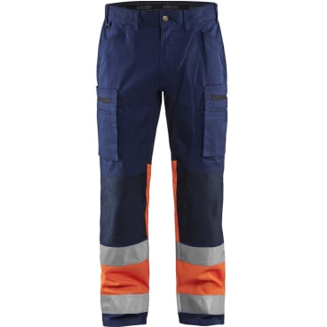 BLAKLÄDER Warnschutz-Stretch-Bundhose 1551 – EN ISO 20471 Klasse 1, CORDURA-Knie Farbe: marine/orange, Größe: C46 - Bild-Darstellung des Produktes 1
