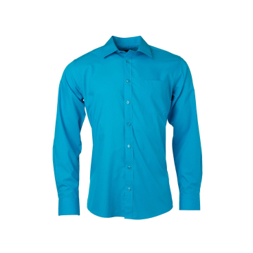 Langarm-Hemd JN678 – Popeline Easy-Care, atmungsaktiv (türkis, Gr. L) L - Bild-Darstellung des Produktes 1