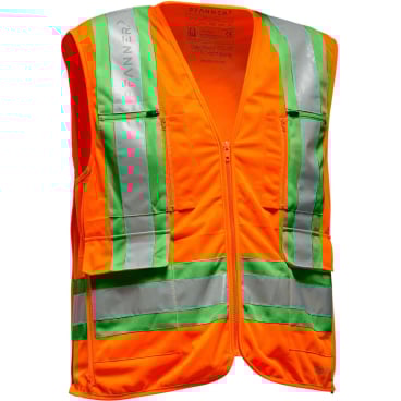 Pfanner Warnweste Kl. 2 Zipp4Fit – verstellbar XS–5XL, Zipp2Zipp-Taschen, 3M Scotchlite Farbe: orange/grün - Bild-Darstellung des Produktes 1