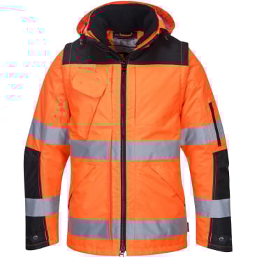 Portwest Warnschutz-Winterjacke 3in1 C469 Pro – orange/schwarz, wasserdicht, EN ISO 20471 Klasse 3 Farbe: orange/schwarz, Größe: L - Bild-Darstellung des Produktes 1