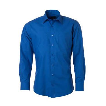 Langarmhemd JN678 von Daiber – Popeline, 65% Polyester/35% Baumwolle, Easy-Care, royal, bügelleicht Farbe: royal, Größe: M - Bild-Darstellung des Produktes 1