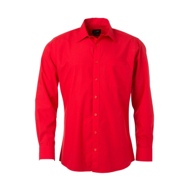 Langarmhemd JN678, Popeline Easy-Care, 65% Polyester/35% Baumwolle, Rot 3XL - Bild-Darstellung des Produktes 1