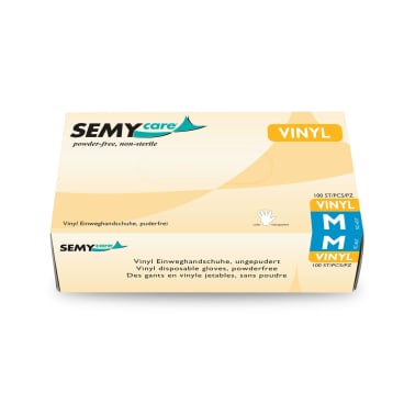 SemyCare Einmalhandschuhe, puderfrei, weiß 1 Packung = 100 Stück, Größe M - Bild-Darstellung des Produktes 1