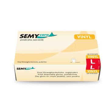 SemyCare Einmalhandschuhe, puderfrei, weiß 1 Packung = 100 Stück, Größe L - Bild-Darstellung des Produktes 1