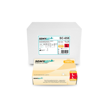 SemyCare Einmalhandschuhe, puderfrei, weiß 1 Karton = 10 Packungen à 100 Stück, Größe L - Bild-Darstellung des Produktes 1