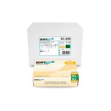 SemyCare Einmalhandschuhe, puderfrei, weiß 1 Karton = 10 Packungen à 100 Stück, Größe XL - Bild-Darstellung des Produktes 1