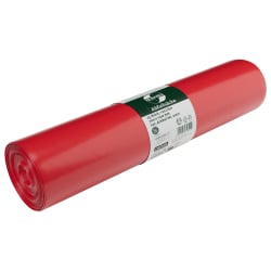 EMIL DEISS KG (GmbH + Co.) DEISS BLAUER ENGEL Müllsack 120 Liter rot, Typ 60, Abfallsack aus Recycling-LDPE für gemischte Abfälle, Maße (B x L): 700 x 1100 mm, 1 Karton = 10 Rollen à 25 Stück 21011