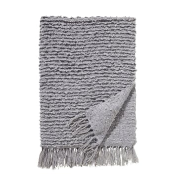 Damai Luxor Plaid 130 x 170 cm – grau, Polyacryl, kuschelig weich mit Fransen 130x170 cm - Bild-Darstellung des Produktes 1