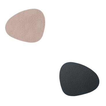 Lind DNA Curve Double Bull Glasuntersetzer – recyceltes Leder & Naturkautschuk, wendbar und wasserabweisend warm grey/black - Bild-Darstellung des Produktes 1