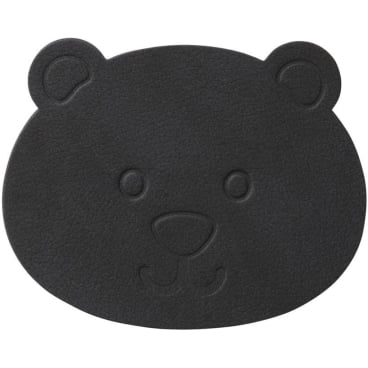 Lind DNA BEAR Nupo KIDS Glasuntersetzer aus recyceltem Leder und Naturkautschuk, kindgerechtes Motiv, wasserabweisend. black - Bild-Darstellung des Produktes 1