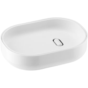 Authentics LUNAR Seifenschale, ABS, mit Abfluss und Trocknungssteg – weiße Schale mit farbigem Einsatz, designt von Barber & Osgerby. weiss-weiss - Bild-Darstellung des Produktes 1