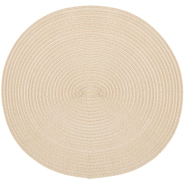 Pichler SAMBA Platzset rund, 100% Polyester, maschinenwaschbar, einfarbige Flechtstruktur in moderner Melange-Optik. Ø 38 cm, beige - Bild-Darstellung des Produktes 1