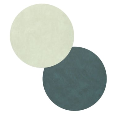 Lind DNA Double Circle Nupo Tischset, Weiß, 80% recyceltes Leder / 20% Naturkautschuk. Ø 30 cm - Bild-Darstellung des Produktes 1