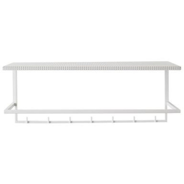 Kristina Dam Studio Grid Wandgarderobe, weiß, pulverbeschichteter Stahl, 7 Haken, perforierte Ablage. 75x28x28 cm - Bild-Darstellung des Produktes 1