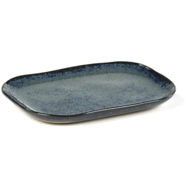 SERAX Merci rechteckiger Steingut-Teller, Design Merci Paris, unregelmäßiger Natur-Look, spülmaschinenfest. blau/grau - Bild-Darstellung des Produktes 1