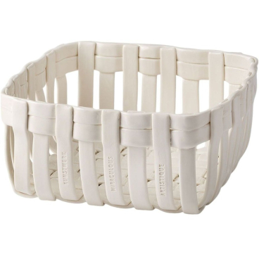 räder Kunstwerk Korb – weißes Steinzeug, Brot- und Obstkorb. weiß - Bild-Darstellung des Produktes 1