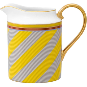 Pip Studio Chique Stripes Milchkännchen aus Bone China mit goldfarbenem Henkel, 260 ml. gelbfarben - Bild-Darstellung des Produktes 1