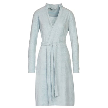 Vossen Lara Damen-Bademantel mit Stehkragen, Nikivelours, XS, Blau. XS - Bild-Darstellung des Produktes 1