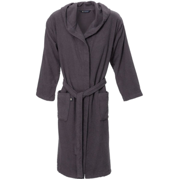 Rhomtuft BARONESSE Unisex-Bademantel mit Kapuze, 100% Baumwolle, Waffelpique, XL, Grau. XL - Bild-Darstellung des Produktes 1