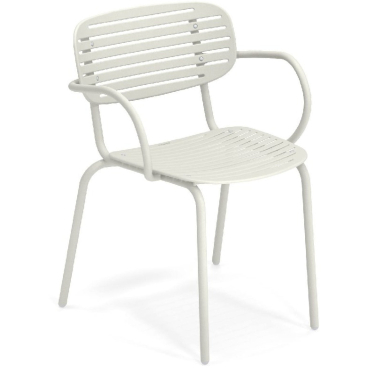 emu MOM Armlehnstuhl, Stahl, Weiß, Design Florent Coirier. 1 Stuhl à 76 x 58,5 x 56 cm - Bild-Darstellung des Produktes 1