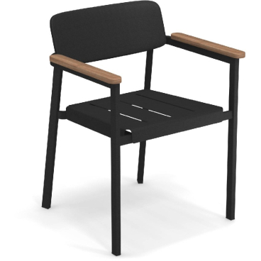 emu SHINE Armlehnstuhl aus Aluminium mit Teak-Armlehnen, Design Arik Levy. schwarz-teak - Bild-Darstellung des Produktes 1