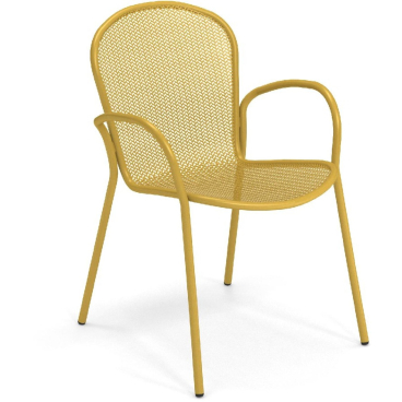 emu RONDA X Armlehnstuhl, kompakter wetterfester Stahlstuhl im klassischen Design. Curry-Gelb - Bild-Darstellung des Produktes 1