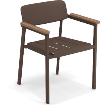 emu SHINE Armlehnstuhl aus Aluminium mit Teak-Armlehnen, Design Arik Levy. indischbraun-teak - Bild-Darstellung des Produktes 1