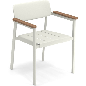 emu SHINE Armlehnstuhl aus Aluminium mit Teak-Armlehnen, Design Arik Levy. weiß-teak - Bild-Darstellung des Produktes 1