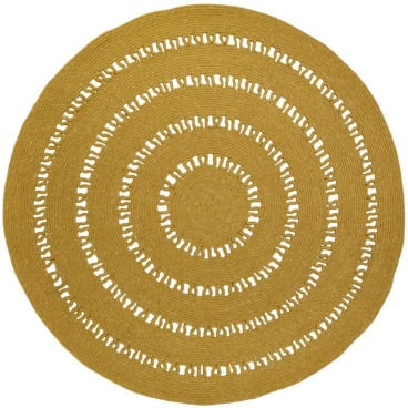 Nattiot BIBEK Rundteppich, handgefertigt 60% Wolle/40% Baumwolle, Mango-Gelb, 140x140 cm. 140x140 cm - Bild-Darstellung des Produktes 1