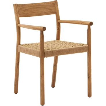 Kave Home Yalia Stuhl, natur/beige, Massiv-Eiche mit handgeflochtenem Papierseil-Sitz. natur - Bild-Darstellung des Produktes 1