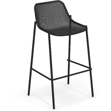 emu ROUND Barhocker aus pulverbeschichtetem Stahl, für Outdoor, verschiedene Farben, Design Christophe Pillet. schwarz - Bild-Darstellung des Produktes 1