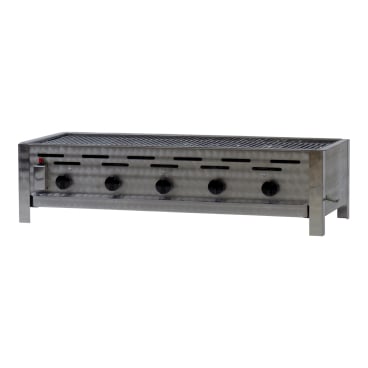 Gastrobräter, 5 Brenner je 3,6 kW, mit Grillrost, B 980 x T 530 x H 270 mm, inkl. Gewerbedruckregler u. Schlauchbruchsicherung 5 Brenner je 3,6 kW, mit Grillrost - Bild-Darstellung des Produktes 1