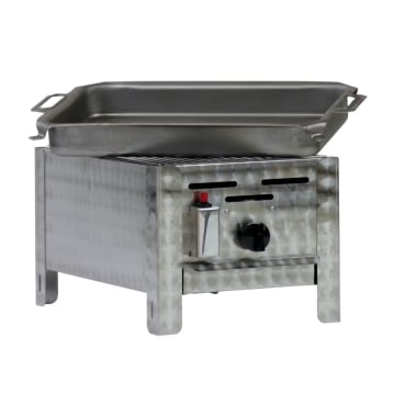 Gastrobräter, 1 Brenner 3,6 kW, mit Grillrost u. Stahlblechpfanne, B 340 mm x T 530 mm x H 270 mm, inkl. Gewerbedruckregler u. Schlauchbruchsicherung 1 Brenner 3,6 kW, mit Grillrost u. Stahlblechpfanne - Bild-Darstellung des Produktes 1