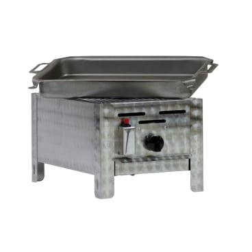 Gastrobräter, 1 Brenner je 4,5 kW, mit Grillrost umd Edelstahlpfanne, B 340 x T 530 x H 270 mm, inkl. Gewerbedruckregler u. Schlauchbruchsicherung 1 Brenner je 4,5 kW, mit Grillrost umd Edelstahlpfanne - Bild-Darstellung des Produktes 1