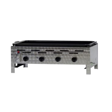 Gastrobräter, 4 Brenner je 3,6 kW, mit emaillierter Stahlpfanne, B 810 x T 530 x H 270 mm, inkl. Gewerbedruckregler u. Schlauchbruchsicherung 4 Brenner je 3,6 kW, mit emaillierter Stahlpfanne - Bild-Darstellung des Produktes 1