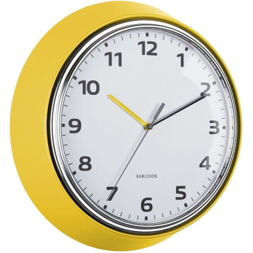 Karlsson Modern Retro Wanduhr – Retro trifft Modern, stilvolle Wanduhr, batteriebetrieben (1 x AA-Batterie). bright yellow - Bild-Darstellung des Produktes 1