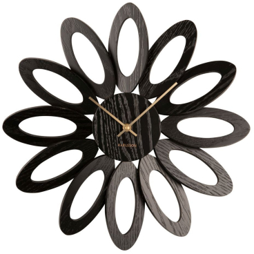 Karlsson Fiore Wanduhr, 40 cm Durchmesser, offenes Ziffernblatt mit Blumen-Design, Schrittwerk, 1x AA Batterie nicht enthalten. schwarz - Bild-Darstellung des Produktes 1