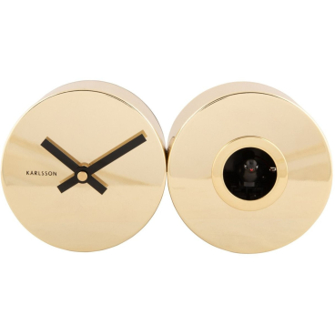 Karlsson Duo Cuckoo Wanduhr – kleiner Kuckuck aus lackiertem Stahl, batteriebetrieben (1 x AA, nicht enthalten), geräuscharmes Uhrwerk. goldfarben plated - Bild-Darstellung des Produktes 1