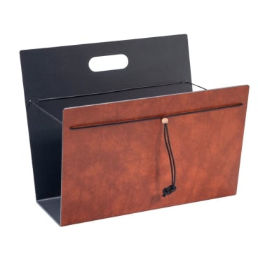 Lind DNA Bull Magazinhalter – handgefertigt aus recyceltem Leder und Aluminium, 38 x 31 x 16 cm. 38x31x16 cm - Bild-Darstellung des Produktes 1