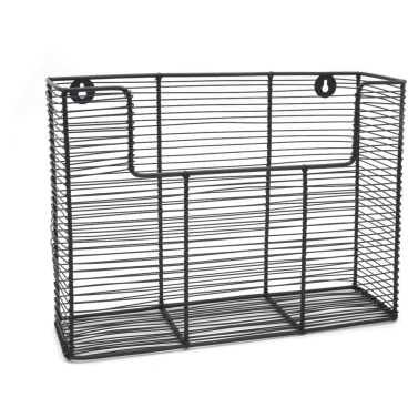 Eulenschnitt Magazin-Drahtkorb, schwarz, pulverbeschichteter Stahl (stehend oder hängend). schwarz (matt pulverbeschichtet) - Bild-Darstellung des Produktes 1