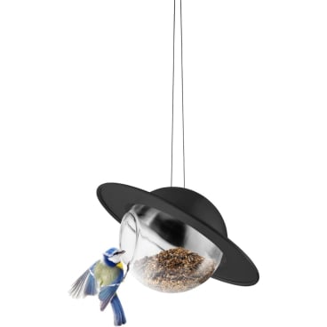 Eva Solo Saturn Vogelfutter-Automat, schwarz, Borosilikatglas & Edelstahl. black - Bild-Darstellung des Produktes 1