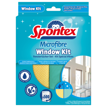 Spontex Mikrofibre Fenstertücher-Set, 2-teilig 1 Set = 2 Tücher - Bild-Darstellung des Produktes 1