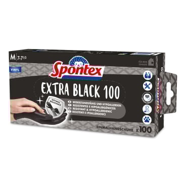 Spontex Extra Black Einmalhandschuhe, 100 Stück Größe: 7 - 7,5 - Bild-Darstellung des Produktes 1