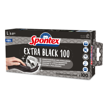 Spontex Extra Black Einmalhandschuhe, 100 Stück Größe: 8 - 8,5 - Bild-Darstellung des Produktes 1