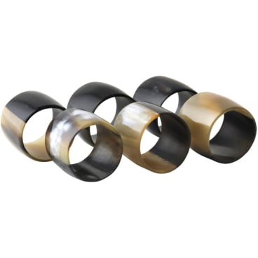 Broste Copenhagen Jay Serviettenringe, 6er-Set aus Horn. natural - Bild-Darstellung des Produktes 1