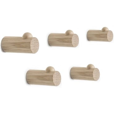 Applicata Hang Wandhaken 5er-Set, Eichenholz, Ø 1,8 cm, Höhe 4 cm. Höhe 4 cm - Ø 1,8 cm - Bild-Darstellung des Produktes 1