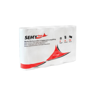 Semytop Küchenrolle, 3-lagig, weiß 1 Packung = 4 Rollen à 51 Blatt - Bild-Darstellung des Produktes 1