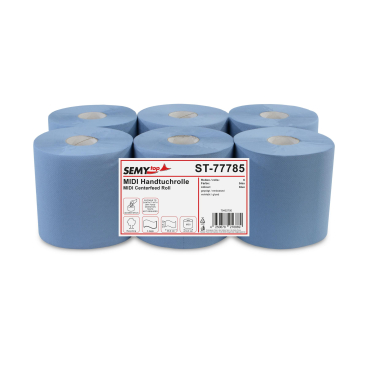 Semytop Handtuchrolle, 2-lagig, Ø 19,5 cm, blau 1 Paket = 6 Rollen à 150 Meter - Bild-Darstellung des Produktes 1