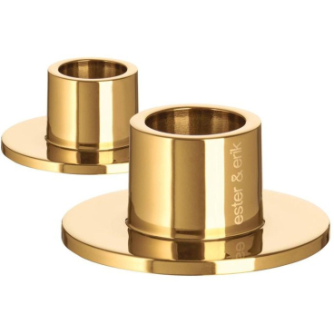 ester & erik Kerzenhalter 2er-Set aus hochwertigem Stahl, zeitloses Design für Stabkerzen, ideale Geschenkidee. goldfarben shiny - Bild-Darstellung des Produktes 1
