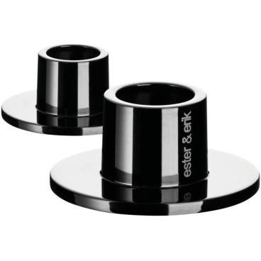 ester & erik Kerzenhalter 2er-Set aus hochwertigem Stahl, zeitloses Design für Stabkerzen, ideale Geschenkidee. black shiny - Bild-Darstellung des Produktes 1